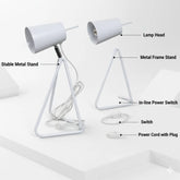 White desk lamp with labeled parts